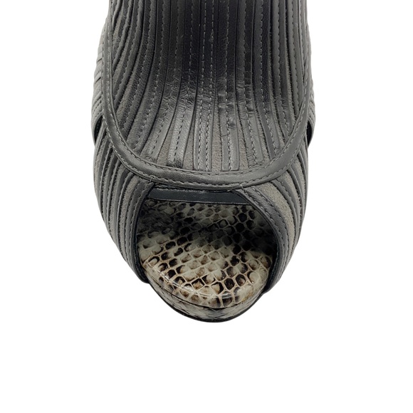 CHRISTIAN DIOR GREY TEMPTATION PYTHON STRAPPY PEEP TOE ANKLE BOOTIES - Picture 5 of 8
